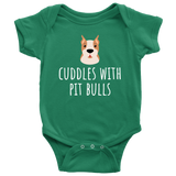 Cute Baby One-piece - Pit Bull Baby Bodysuit - Cuddles With Pit Bulls - Gift for Pit Bull Owner Baby - Many Sizes And Colors - All Cotton