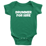 Cute Drummer Baby Shirt - Drumming Baby One-piece - Drummer For Hire - Baby Shower Gift Idea - Many Sizes And Colors