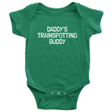 Trainspotter Baby One-piece - Daddy's Trainspotting Buddy - Railfan Baby Bodysuit - Many Sizes And Colors Available - All Cotton