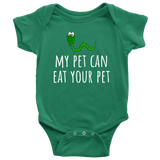 Cute Baby One-piece - Bodysuit - Herpetology Baby Shirt - My Pet Can Eat Your Pet - Snake - Many Sizes And Colors Available - Cute Baby Gift