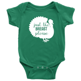 Funny Thanksgiving Baby Bodysuit - Turkey Baby One-piece - Just The Breast Please - Thanksgiving Baby Shirt