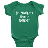 Midwife Baby Bodysuit - Cute Midwife baby One-piece - Midwife's Little Helper - Many Sizes And Colors - All Cotton