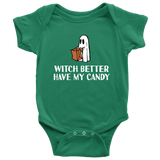 Halloween Baby Bodysuit - Cute Ghost - Halloween Baby Gift - Creepy Baby One-piece - Many Sizes And Colors - Witch Better Have My Candy