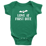 Cute Halloween Baby Shirt - Creepy Baby One-piece - Spooky Baby Bodysuit - Love At First Bite - Many Sizes And Colors - Halloween Baby Gift