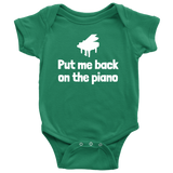 Cute Pianist Baby Shirt - Piano Baby One-piece - Put Me Back On The Piano - Baby Shower Or First Birthday Gift - Many Sizes And Colors