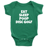 Funny Baby One-piece - Disc Golf Baby Shirt - Eat Sleep Poop Disc Golf - Many Sizes And Colors - Baby Shower or Birthday Gift - All Cotton
