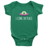 Funny UFO Baby One-piece - Alien Baby Bodysuit - Ufology Baby Shirt - I Come In Peace - Baby Gift Idea - Many Sizes And Colors