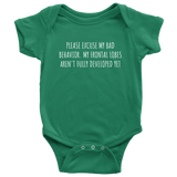 Funny Psychology Baby Shirt - Psychologist Baby One-piece - Excuse My Bad Behavior - Baby Shower Gift Idea - Many Sizes And Colors