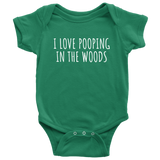 Funny Camping Baby One-piece - Cute Baby Bodysuit - Baby Camper - I Love Pooping In The Woods - Many Sizes And Colors - Baby Gift Idea