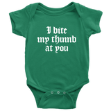 Shakespeare Insult Baby Shirt - Shakespeare Baby One-piece - English Teacher Baby - Insult baby Shirt - Baby Shower - I Bite My Thumb At You