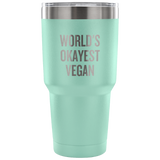 Funny Vegan Vacuum Tumbler - Vegan Gift Idea - World's Okayest Vegan - Veganism Present