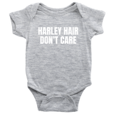 Funny Biker Baby Shirt - Motorcycle Rider Baby One-piece - Harley Hair Don't Care - Biker's Baby Gift - Many Sizes And Colors