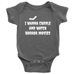 Funny Halloween Baby Shirt - Creepy Baby One-piece - Spooky Baby Bodysuit - Cuddle And Watch Horror Movies - Halloween Baby Gift