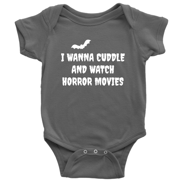 Funny Halloween Baby Shirt - Creepy Baby One-piece - Spooky Baby Bodysuit - Cuddle And Watch Horror Movies - Halloween Baby Gift