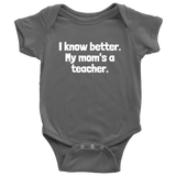 Cute Baby One-piece - Teacher Baby Shirt - My Mom's A Teacher - Many Sizes And Colors Available - Baby Shower or First Birthday Gift