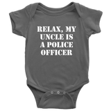 Police Officer Baby One-piece - Policeman Baby Shirt - Cop Uncle Baby Bodysuit - My Uncle Is A Police Officer - Many Sizes And Colors