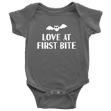 Cute Halloween Baby Shirt - Creepy Baby One-piece - Spooky Baby Bodysuit - Love At First Bite - Many Sizes And Colors - Halloween Baby Gift