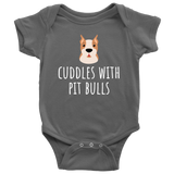 Cute Baby One-piece - Pit Bull Baby Bodysuit - Cuddles With Pit Bulls - Gift for Pit Bull Owner Baby - Many Sizes And Colors - All Cotton