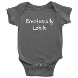 Funny Psychology Baby Shirt - Psychologist Baby One-piece - Emotionally Labile - Baby Shower Gift Idea - Many Sizes And Colors