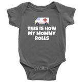 Cute Ambulance Baby One-piece - Paramedic Baby Shirt - EMT, EMS Baby Clothes - How My Mommy Rolls - Many Sizes And Colors - All Cotton