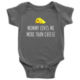 Cute Baby One-piece - Cheese Lover Baby - Cheese Tasting - Funny Baby Bodysuit - Mommy Loves Me More Than Cheese - Many Sizes And Colors