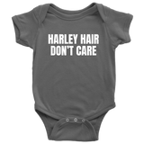 Funny Biker Baby Shirt - Motorcycle Rider Baby One-piece - Harley Hair Don't Care - Biker's Baby Gift - Many Sizes And Colors