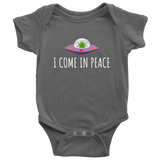 Funny UFO Baby One-piece - Alien Baby Bodysuit - Ufology Baby Shirt - I Come In Peace - Baby Gift Idea - Many Sizes And Colors