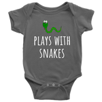 Cute Baby One-piece - Infant Bodysuit - Herpetology Baby Shirt - Plays With Snakes - Newborn Trough 24 Months Sizes - Many Colors Available