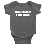 Cute Drummer Baby Shirt - Drumming Baby One-piece - Drummer For Hire - Baby Shower Gift Idea - Many Sizes And Colors