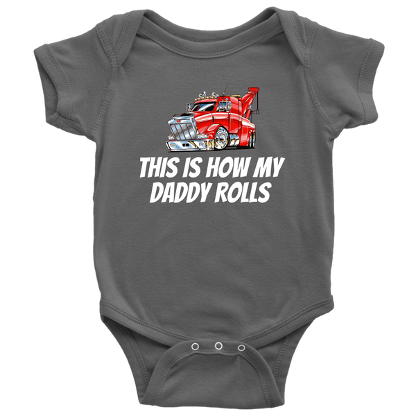 Wrecker Driver Baby Shirt - Tow Truck Baby One-piece - This Is How My Daddy Rolls - Baby Shower Or First Birthday - Many Sizes And Colors