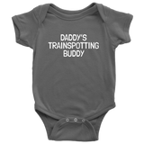 Trainspotter Baby One-piece - Daddy's Trainspotting Buddy - Railfan Baby Bodysuit - Many Sizes And Colors Available - All Cotton