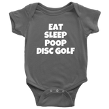 Funny Baby One-piece - Disc Golf Baby Shirt - Eat Sleep Poop Disc Golf - Many Sizes And Colors - Baby Shower or Birthday Gift - All Cotton