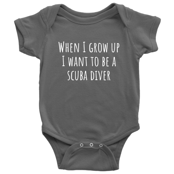 Cute Baby One-piece - Scuba Diving Baby Shirt - Diving Baby Bodysuit - I Want To Be A Scuba Diver - Many Sizes And Colors - All Cotton