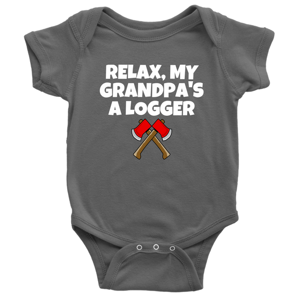 Cute Logging Baby Shirt - Baby One-piece - My Grandpa's A Logger - Baby Shower, First Birthday - Many Sizes And Colors - Cotton