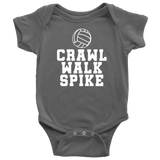 Volleyball Baby Bodysuit - Volleyball Player Baby Gift - Volleyball Baby One-piece - Crawl Walk Spike - First Birthday or Baby Shower Gift