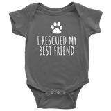 Animal Rescue Baby Shirt - Pet Adoption Baby One-piece - I Rescued My Best Friend - Animal Welfare - Many Sizes And Colors - All Cotton