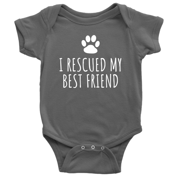 Animal Rescue Baby Shirt - Pet Adoption Baby One-piece - I Rescued My Best Friend - Animal Welfare - Many Sizes And Colors - All Cotton