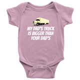 Funny Trucker Baby One-piece - Truck Driver Baby Bodysuit - My Dad's Truck - Baby Shower or Birthday Gift - Many Sizes And Colors