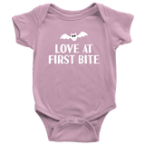 Cute Halloween Baby Shirt - Creepy Baby One-piece - Spooky Baby Bodysuit - Love At First Bite - Many Sizes And Colors - Halloween Baby Gift