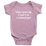 Criminologist Baby One-piece - Criminology Baby Bodysuit - I Want To Be A Criminologist - Baby Shower or Birthday - Many Sizes And Colors