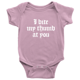 Shakespeare Insult Baby Shirt - Shakespeare Baby One-piece - English Teacher Baby - Insult baby Shirt - Baby Shower - I Bite My Thumb At You