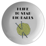 Funny Knitting Plate - Knitter Gift Idea - I Like To Stab Big Balls - Knitting Present - Funny Dinner Plate For Knitter