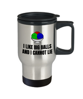 Knitting, Crochet, Weaving Gift - Funny Needlework Travel Mug - I Like Big Balls And I Cannot Lie