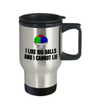 Knitting, Crochet, Weaving Gift - Funny Needlework Travel Mug - I Like Big Balls And I Cannot Lie