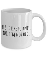 Knitting, Needlework Present Idea - Knitter Coffee Mug - Yes I Like To Knit - Small And Large Sizes Available