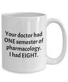 Funny Pharmacist Mug - Pharmacy Technician Gift - Pharmacy Present - One Semester Of Pharmacology