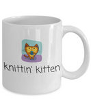 Cute Knitting Present - Cat Lover, Knitter Coffee Mug - Knittin' Kitten