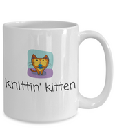 Cute Knitting Present - Cat Lover, Knitter Coffee Mug - Knittin' Kitten