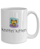 Cute Knitting Present - Cat Lover, Knitter Coffee Mug - Knittin' Kitten