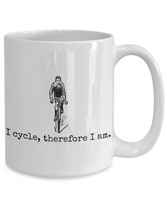 Bicycle Rider Gift - Cycling Present Idea - Biking Coffee Mug - I Cycle, Therefore I Am